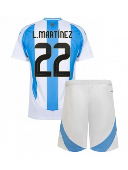 Argentina Lautaro Martinez #22 Replika Hemmakläder Barn Copa America 2024 Kortärmad (+ byxor)